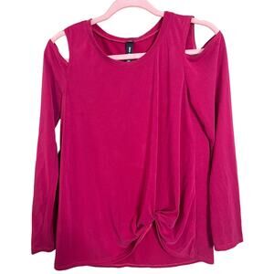 Design Lab Lord & Taylor magenta cold shoulder long sleeve top small